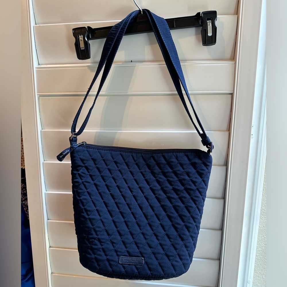 Vera Bradley Classic Navy Quilted Bucket Crossbody Bag